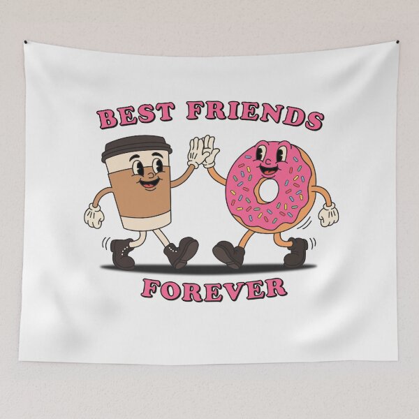 Item preview, Vintage Retro Donut & Coffee Mascot - Best Friends Forever designed and sold by KozbiDesign.