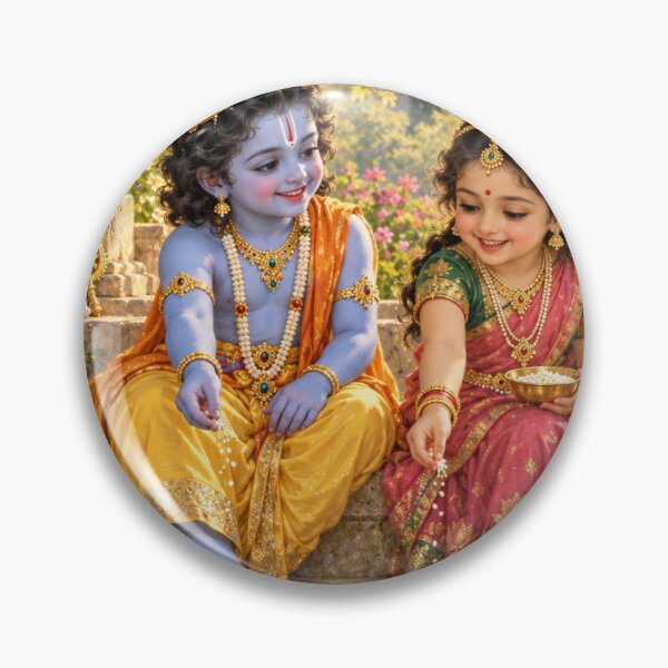 Item preview, Bala Vishnu and Bala Lakshmi Feeding Fish at a Lotus Pond designed and sold by Homyar.