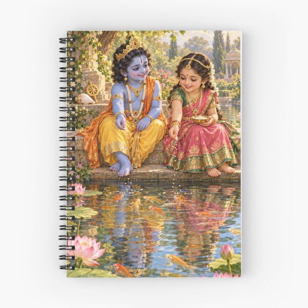 Item preview, Bala Vishnu and Bala Lakshmi Feeding Fish at a Lotus Pond designed and sold by Homyar.