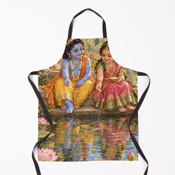 Item preview, Bala Vishnu and Bala Lakshmi Feeding Fish at a Lotus Pond designed and sold by Homyar.