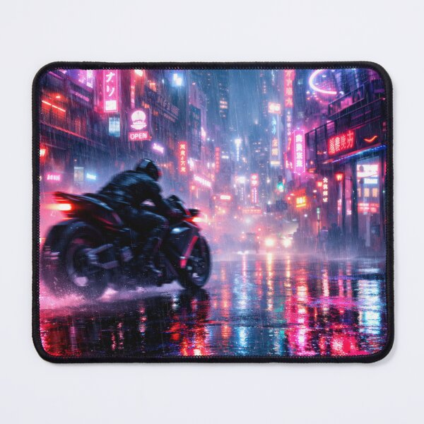 Item preview, Neon Cherry Blossom Night City Motorcycle | High-Speed Japanese Street Racing Illustration | Cyberpunk Sakura Aesthetic Wall Art designed and sold by PaintedPixels01.