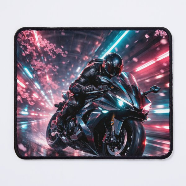 Item preview, Neon Cherry Blossom Night City Motorcycle | High-Speed Japanese Street Racing Illustration | Cyberpunk Sakura Aesthetic Wall Art designed and sold by PaintedPixels01.