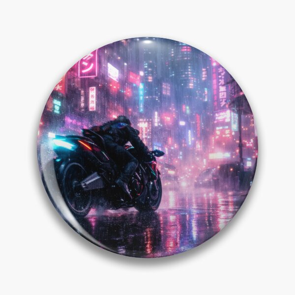 Item preview, Neon Cherry Blossom Night City Motorcycle | High-Speed Japanese Street Racing Illustration | Cyberpunk Sakura Aesthetic Wall Art designed and sold by PaintedPixels01.