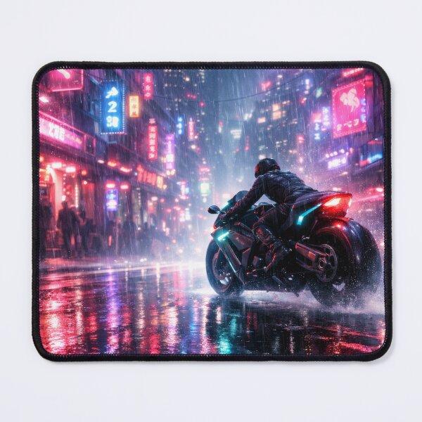 Item preview, Neon Cherry Blossom Night City Motorcycle | High-Speed Japanese Street Racing Illustration | Cyberpunk Sakura Aesthetic Wall Art designed and sold by PaintedPixels01.