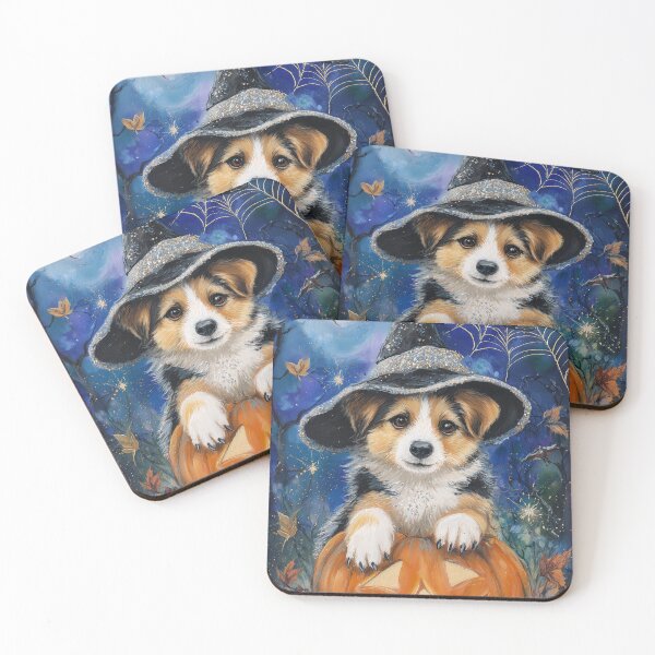 Item preview,  Halloween Corgi Puppy with Pumpkin – Witch Hat Corgi Spooky Wall Art designed and sold by elisarasada.