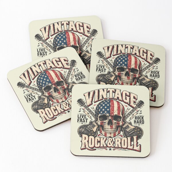 Item preview, Vintage Rock Skull American Flag Guitar Retro Rock and Roll designed and sold by RamblingerArt.