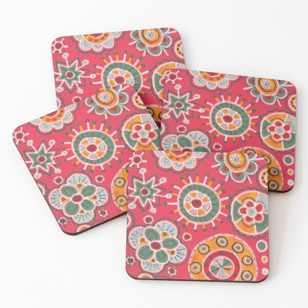 Item preview, Dark Pink Boho Folk Art Flowers and Mandalas designed and sold by Fani*.