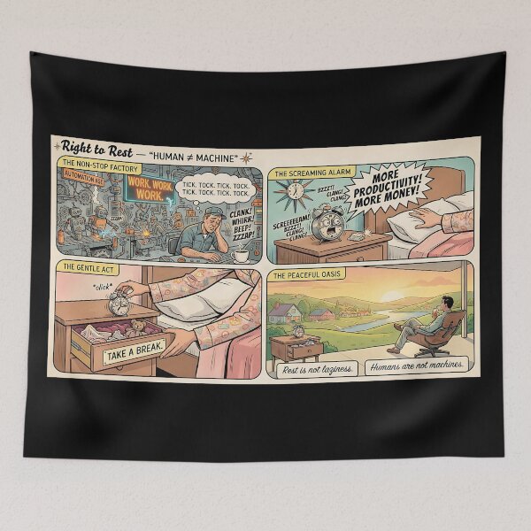 Item preview, The right to rest – a four-panel comic against burnout designed and sold by Mianku | Für das Leben.