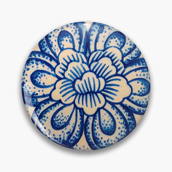 Item preview, Cobalt Blue Peony Porcelain Pattern on Yellow designed and sold by Fani*.