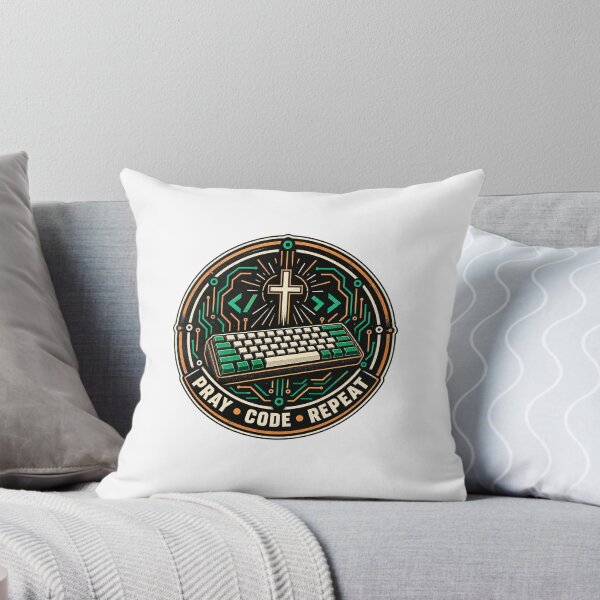 Item preview, Pray Code Repeat – Christian Programmer Badge designed and sold by Intensegd.