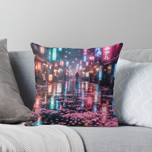 Item preview, Neon Cherry Blossom Night City | Speeding Tokyo Street Illustration | Futuristic Japanese Cyberpunk Aesthetic & Wall Art designed and sold by PaintedPixels01.