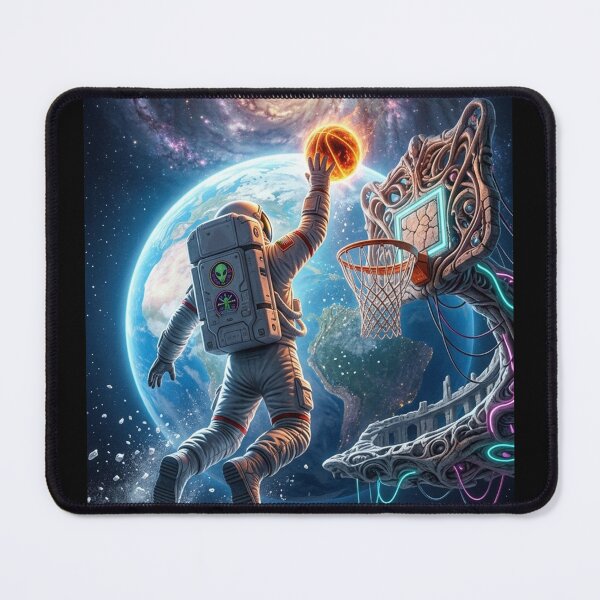 Item preview, Cosmic Basketball Slam Dunk Astronaut Surreal Art Poster designed and sold by Rain-Road.