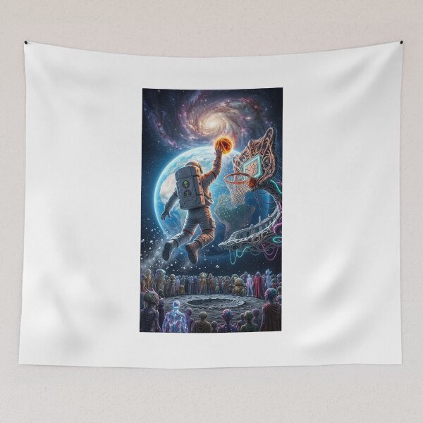 Item preview, Cosmic Basketball Slam Dunk Astronaut Surreal Art Poster designed and sold by Rain-Road.