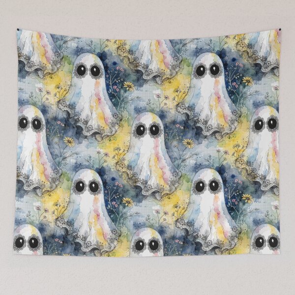 Item preview, Watercolor Ghost Halloween Seamless Pattern designed and sold by Camel & Quirk.