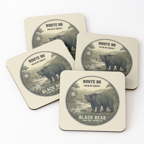 Item preview, Black Bear Route 66 Wildlife Badge Ozarks Vintage Art designed and sold by CalmCapy Co.