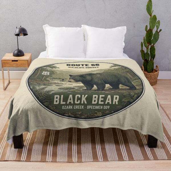 Item preview, Black Bear Route 66 Wildlife Badge Ozarks Vintage Art designed and sold by CalmCapy Co.