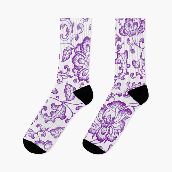 Item preview, Purple Chinoiserie Peony Porcelain Pattern designed and sold by Fani*.