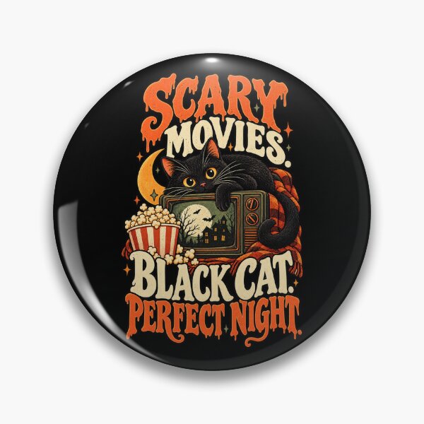 Artikelvorschau, Scary Movies Black Cat Perfect Night | Retro Horror Cat entworfen und verkauft von MOTIFOLK.