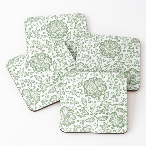 Item preview, Green Chinoiserie Peony Porcelain Pattern designed and sold by Fani*.