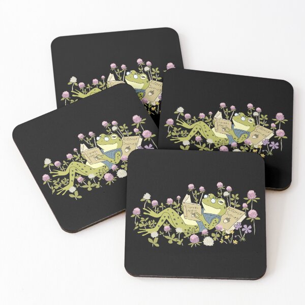 Item preview, Frog Lying in Clover Field Reading Forest Magic Books Cottagecore Art designed and sold by LeshanArt.