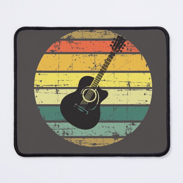 Item preview, Retro Sunset Acoustic Guitar – Vintage Distressed Guitarist Design for Folk & Music Lovers designed and sold by Ayiita.