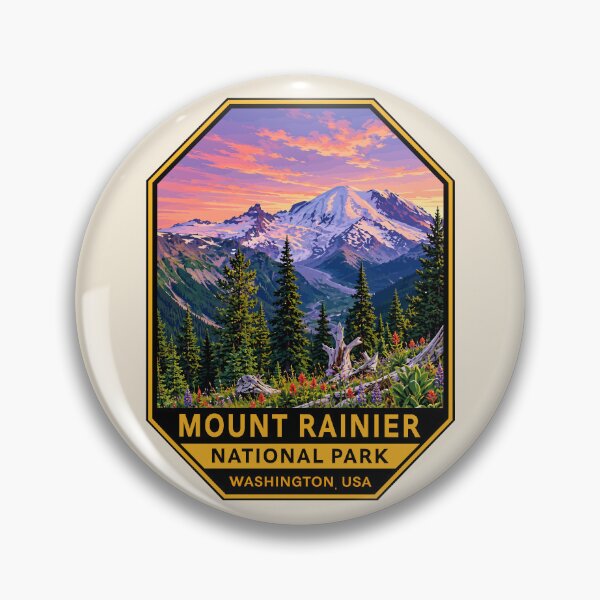 Artikelvorschau, Mount Rainier Nationalpark Retro-Design entworfen und verkauft von Gideon Emmerich.