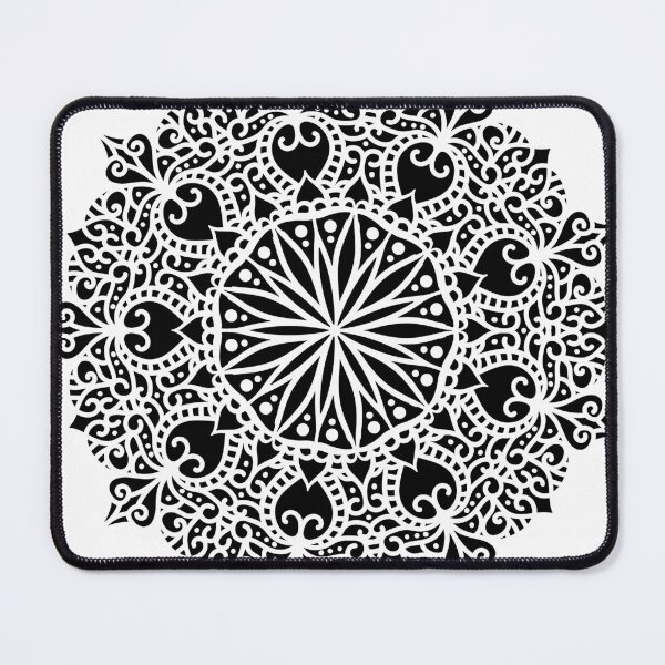 Artikelvorschau, Schwarzes, ornamentales Mandala-Halbkreis-Layout entworfen und verkauft von radhakidesign.