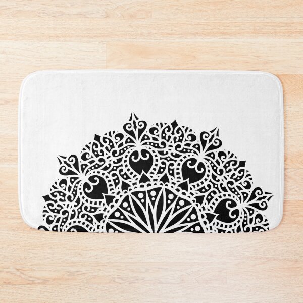 Item preview, Black Ornamental Mandala Half-Circle Layout designed and sold by radhakidesign.
