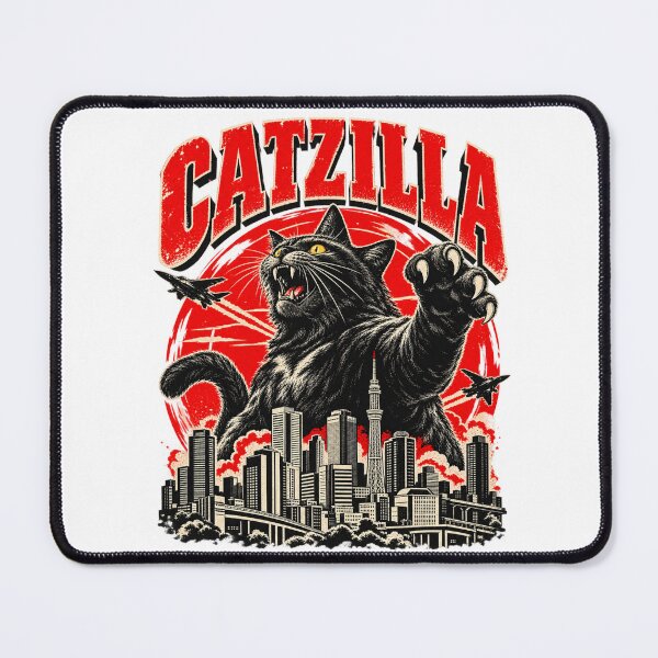 Item preview, Catzilla Black Cat Monster City Destruction Red designed and sold by bootycatclube.