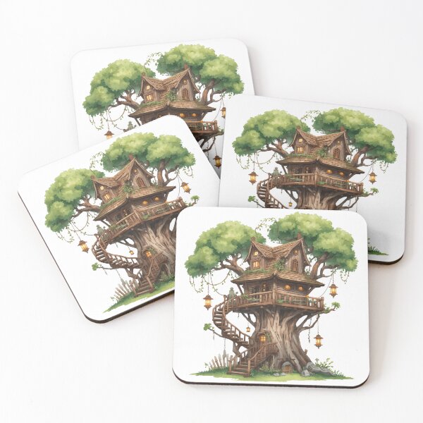 Item preview, Whimsical Wooden Treehouse with Spiral Staircase designed and sold by takeng07.