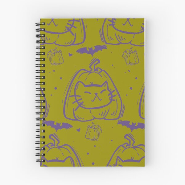 Item preview, Purrfect Pumpkins: Cat & Bat Hand-Drawn Halloween Pattern designed and sold by LeelaLab.