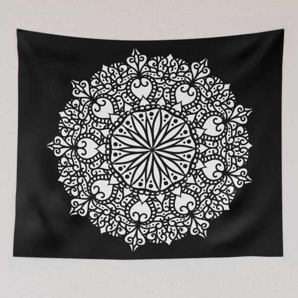 Item preview, White Ornamental Mandala with Curling Leaves designed and sold by radhakidesign.