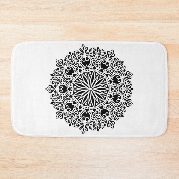 Item preview, Black Ornamental Mandala with Curling Leaves designed and sold by radhakidesign.