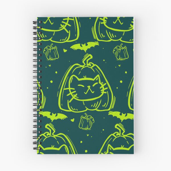 Item preview, Purrfect Pumpkins: Cat & Bat Hand-Drawn Halloween Pattern designed and sold by LeelaLab.
