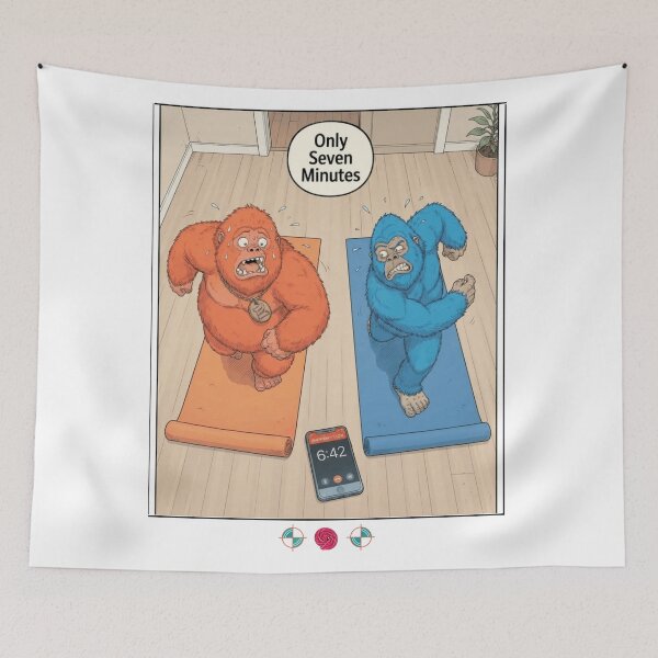 Item preview, Funny 7 Minute Yoga Bigfoot Cartoon Cute Workout Humor Design designed and sold by Whimsy Trail Co.
