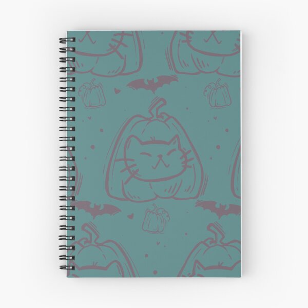 Item preview, Purrfect Pumpkins: Cat & Bat Hand-Drawn Halloween Pattern designed and sold by LeelaLab.