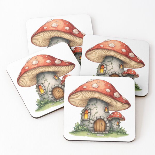 Item preview, Magical Red Mushroom Fairytale House Illustration designed and sold by takeng07.