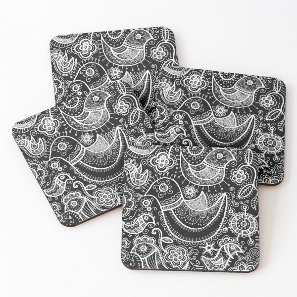Item preview, Black and White Folk Art Doodle Pattern designed and sold by Fani*.