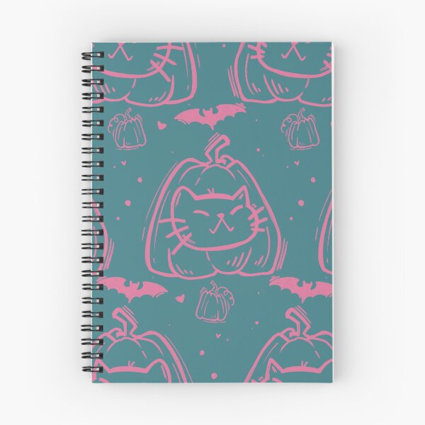 Item preview, Purrfect Pumpkins: Cat & Bat Hand-Drawn Halloween Pattern designed and sold by LeelaLab.