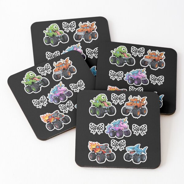 Item preview, Monster Trucks Dragon Unicorn Shark Hot Rod Monster Kids designed and sold by FolkGraphics.