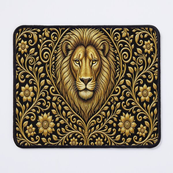 Item preview, Majestic Golden Lion King Elegant Floral Heart Gold Art designed and sold by Breezes-of-Ida.