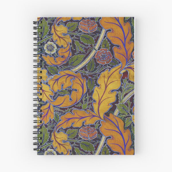 Item preview, Distressed autumn rust Acanthus & Rose William Morris floral designed and sold by Anne Londez Studio.