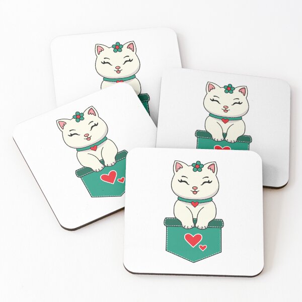 Item preview, Cute Kitten in Pocket with Heart – Kawaii Cat designed and sold by Marshallamoakohene.