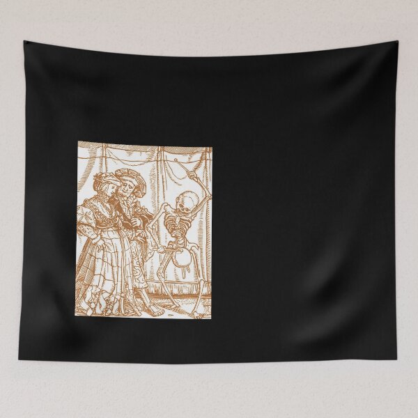 Aperçu de l'œuvre Danse macabre médiévale - Gravure sur bois (version orange) créée et vendue par Dungeon-Shop.