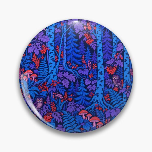 Item preview, Electric Blue Enchanted Forest with Owls – Neon Woodland Pattern designed and sold by Bodique.