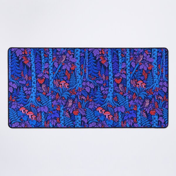 Item preview, Electric Blue Enchanted Forest with Owls – Neon Woodland Pattern designed and sold by Bodique.