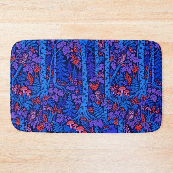 Item preview, Electric Blue Enchanted Forest with Owls – Neon Woodland Pattern designed and sold by Bodique.