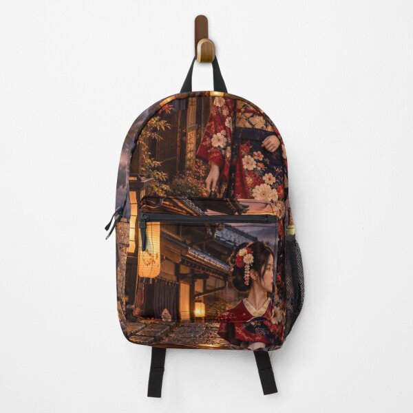 Item preview, Japanese Woman in Kimono Standing in Historic Town at Sunset designed and sold by vekotpu.