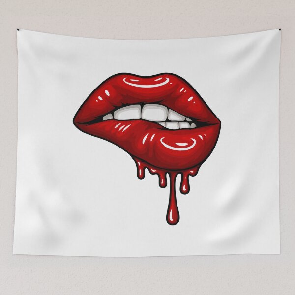 Artikelvorschau, Tropfend rote Lippen Pop Art entworfen und verkauft von MAXIZPRINT.