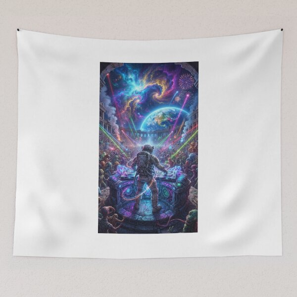 Item preview, Cosmic DJ Astronaut Festival Surreal Sci-Fi Art Poster designed and sold by Rain-Road.